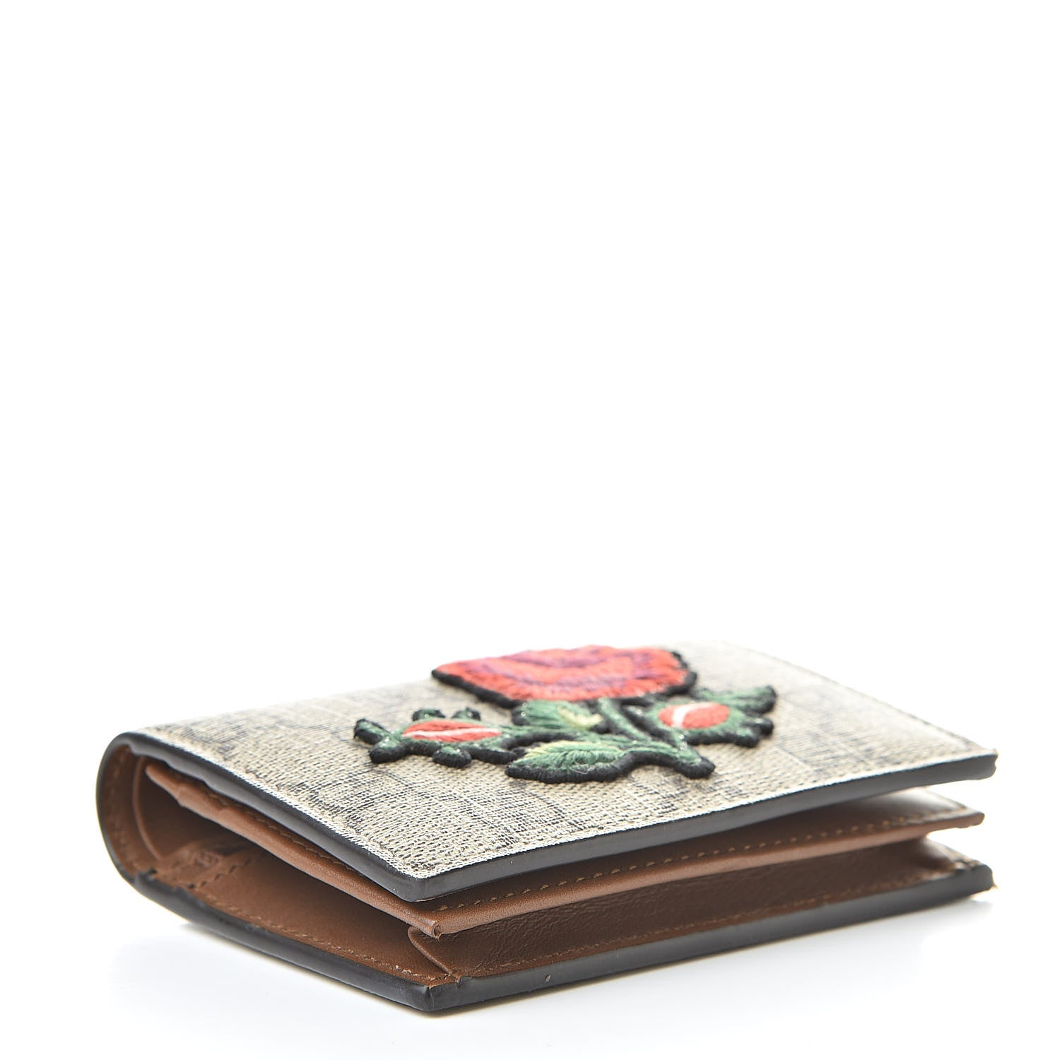 Gucci GG Supreme Monogram Rose Embroidered Print Card Case 4 of 8