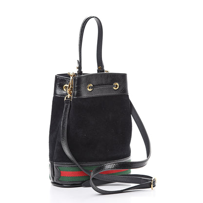 Gucci Suede Patent Web Small Ophidia Bucket Bag Black 2 of 9