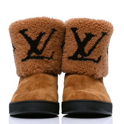 Louis Vuitton Suede Calfskin Shearling Snowdrop Flat Ankle Boots 37 Cognac 2 of 4