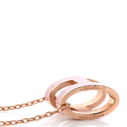 Hermes Lacquered Rose Gold Pop H Pendant Necklace Rose Dragee 5 of 8