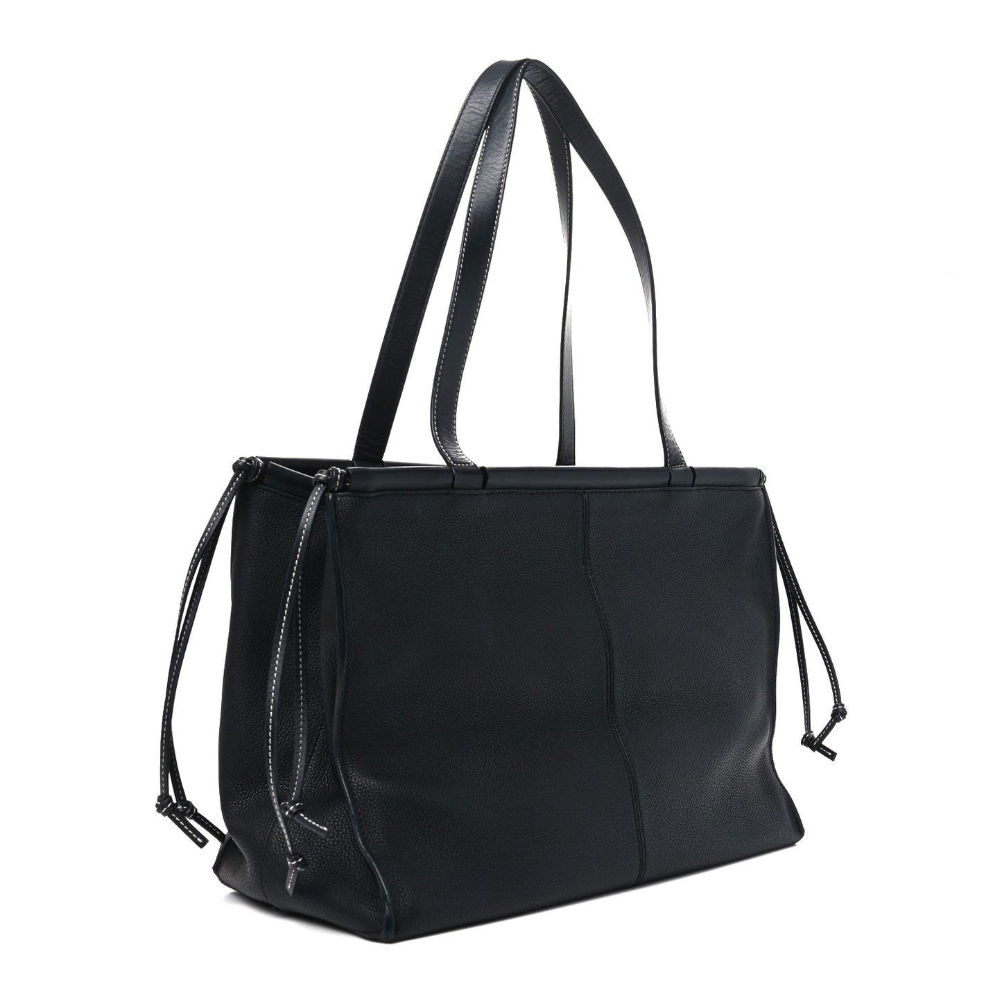 Grained Calfskin Small Cushion Tote Black