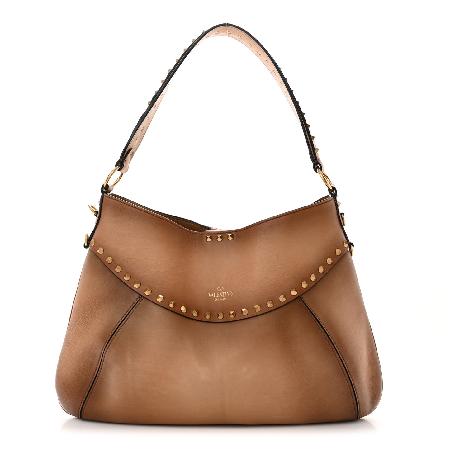 Buffed Calfskin Medium Twinkle Studs Hobo Camel