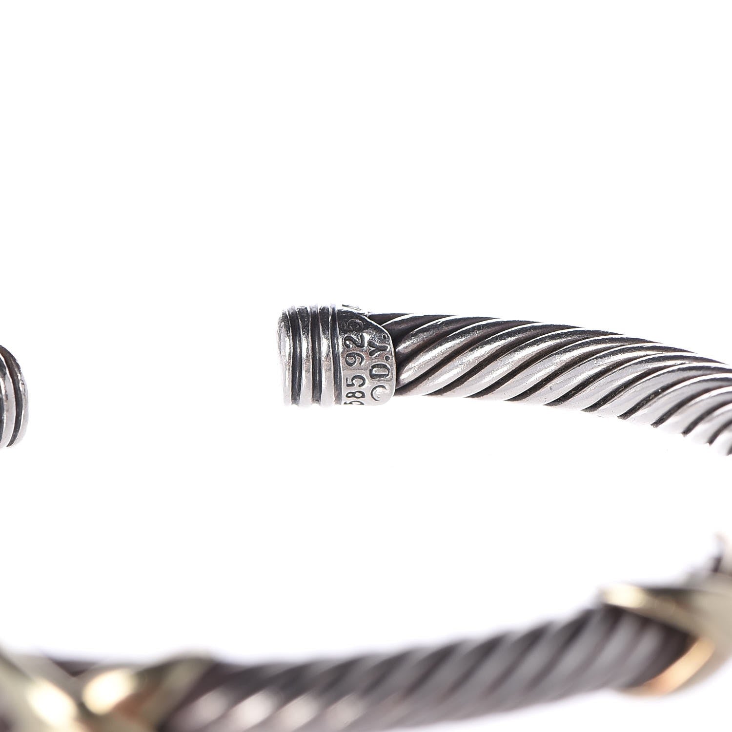 David Yurman Sterling Silver 14K Yellow Gold 5mm Double X Cable Bracelet 5 of 5