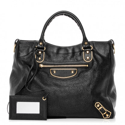 Balenciaga Chevre Gold Metallic Edge Hardware Velo Black 1 of 8
