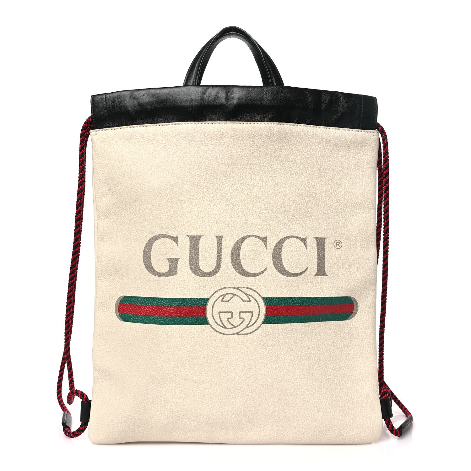 Gucci Calfskin Logo Drawstring Backpack Mystic White 1 of 11