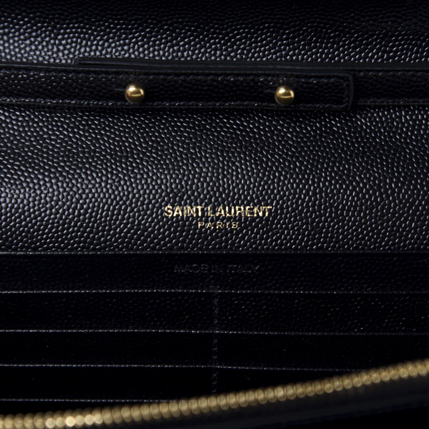 Saint Laurent Grain De Poudre Matelasse Chevron Monogram Chain Wallet Black 6 of 10