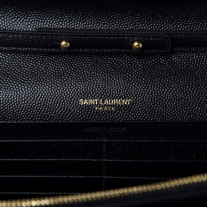 Saint Laurent Grain De Poudre Matelasse Chevron Monogram Chain Wallet Black 6 of 10