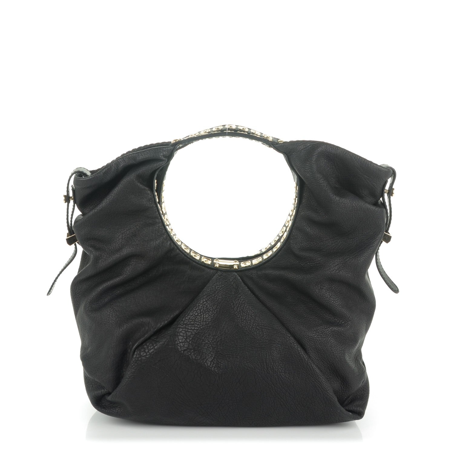 Jimmy Choo Grained Calfskin Studded Sylvia Hobo Black 1 of 7
