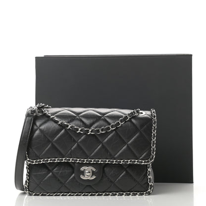 Chanel Crumpled Calfskin Medium Chain All Over Flap Black 11 of 12