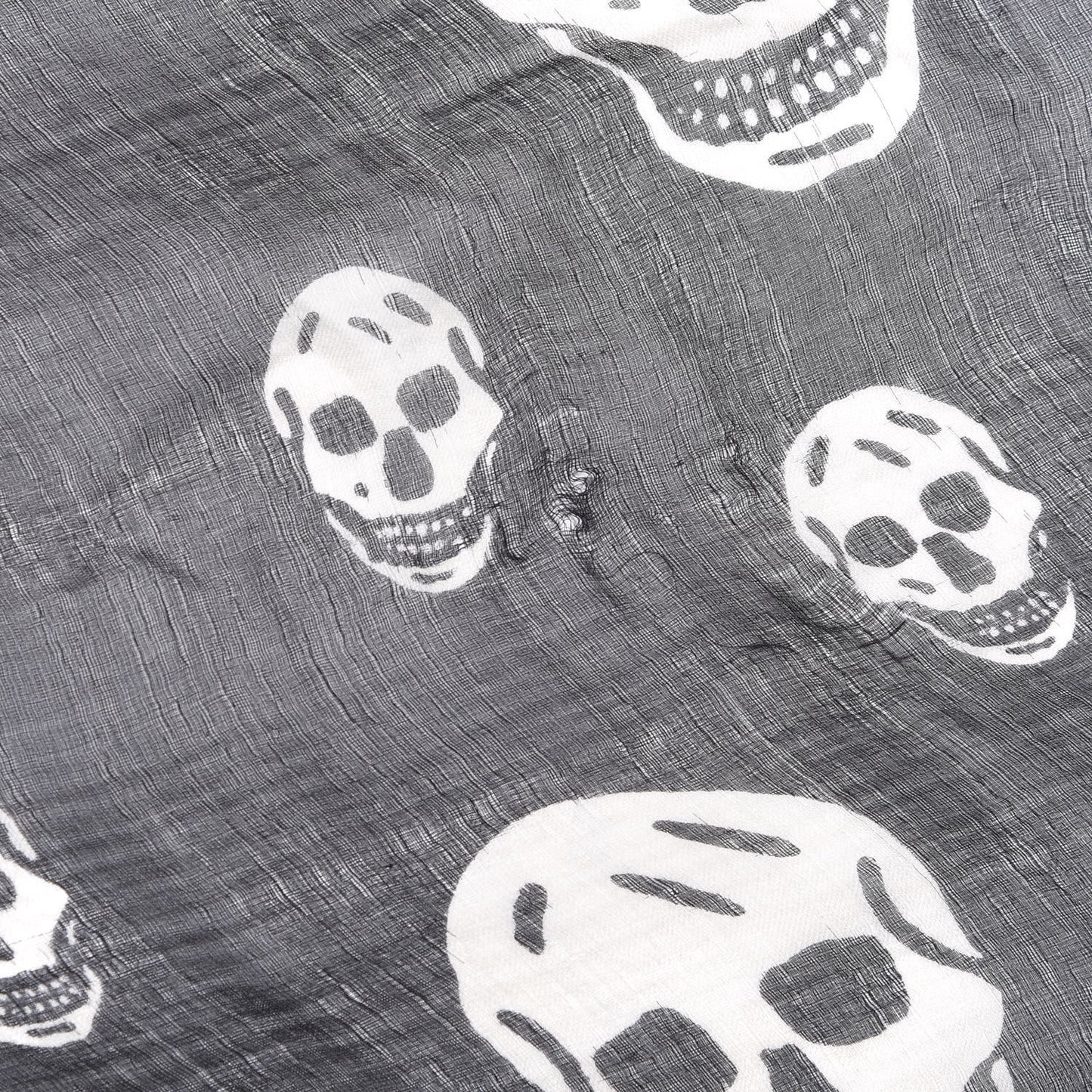 Silk Chiffon Skull Scarf Black Ivory