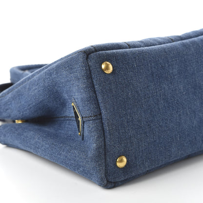 Prada Denim Small Logo Tote Bleu 7 of 10
