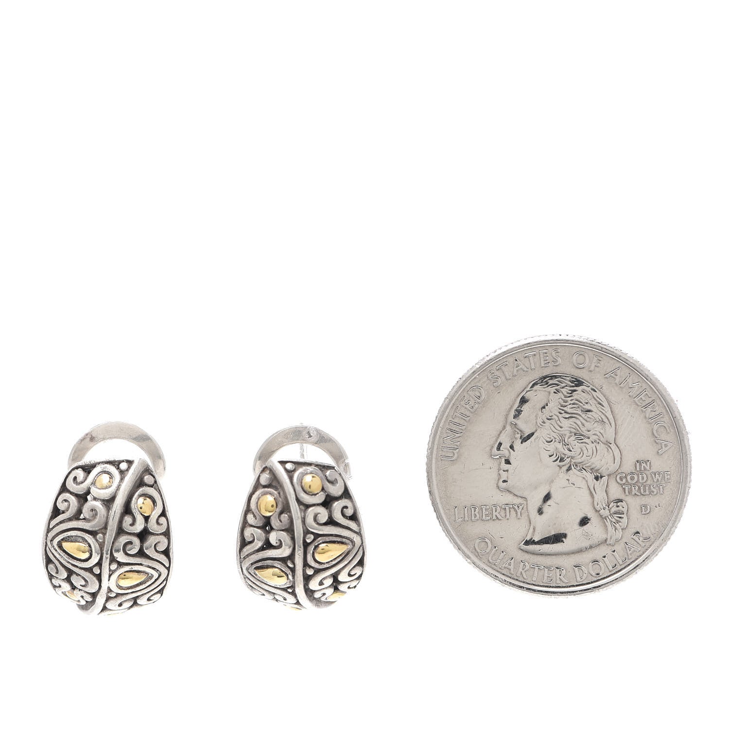 John Hardy Sterling Silver 18K Yellow Gold Buddha Belly Earrings 2 of 4