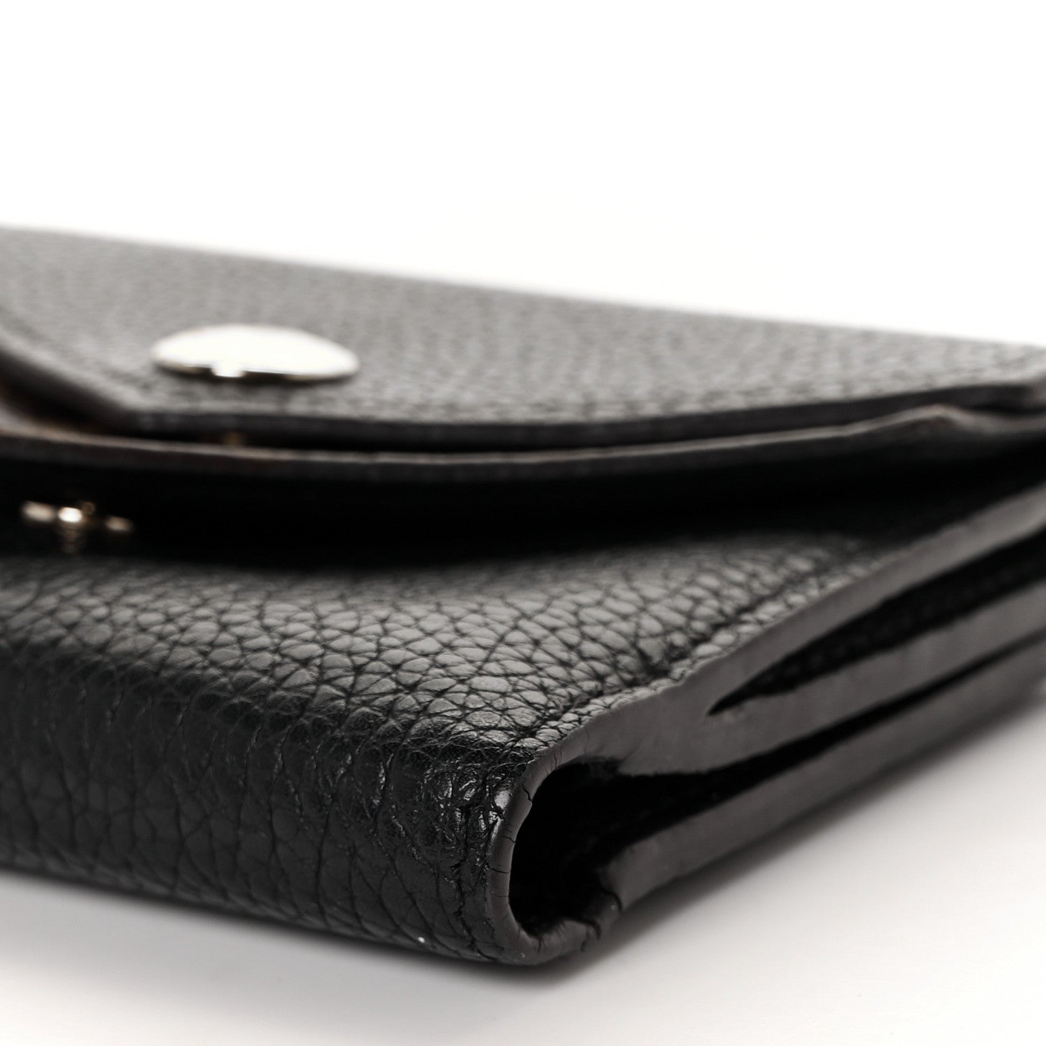 Louis Vuitton Grained Calfskin Monogram Double V Compact Wallet Black 8 of 9