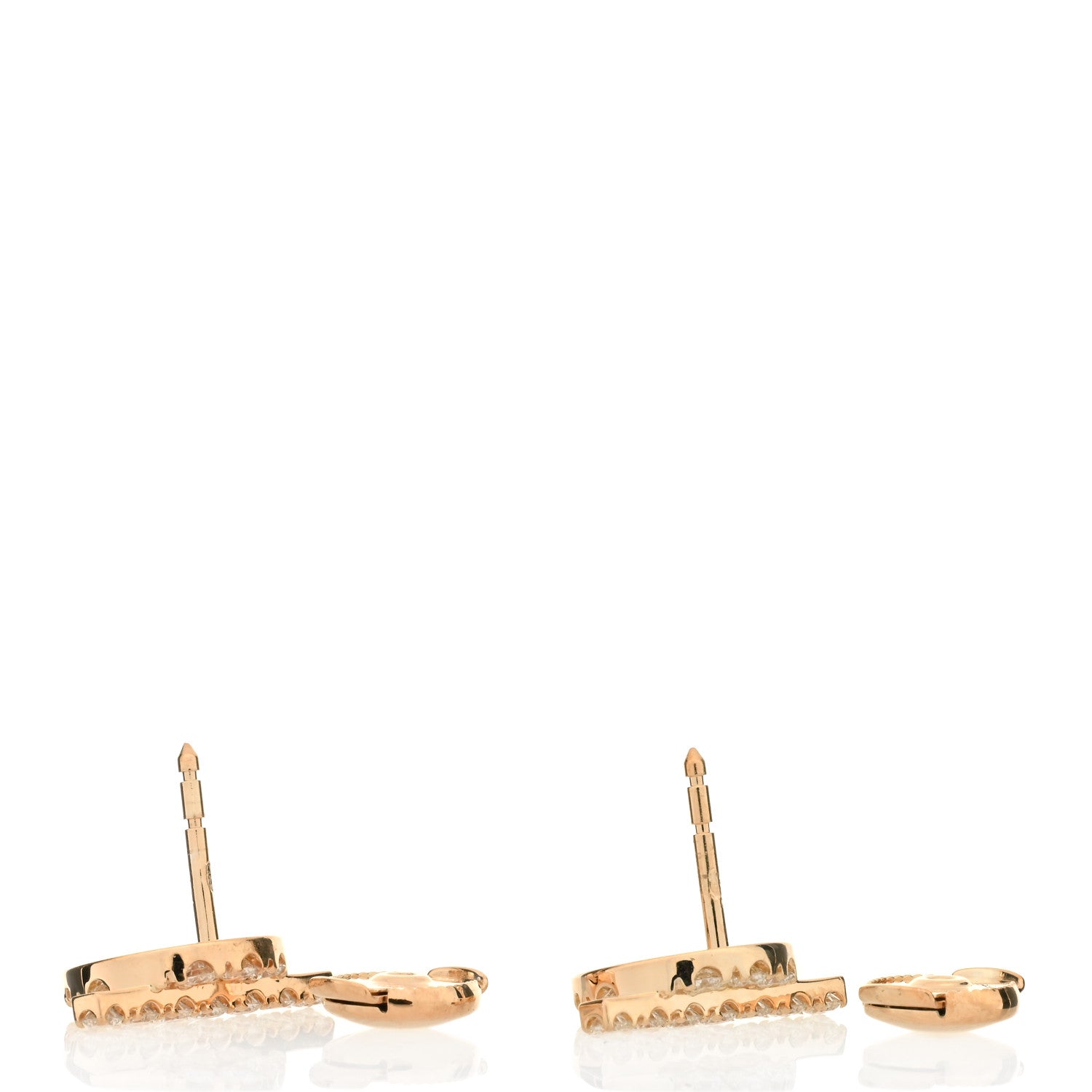 Hermes 18K Rose Gold Diamond Finesse Earrings 2 of 3