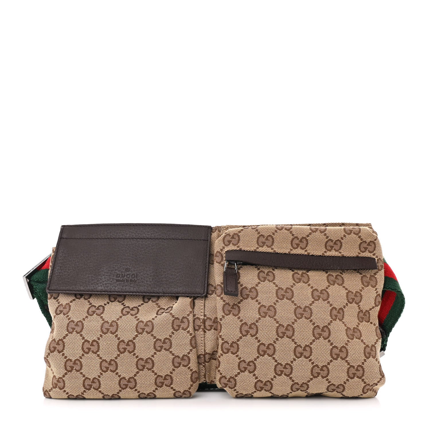 Gucci GG Monogram Double Pocket Belt Bag Dark Brown 1 of 10