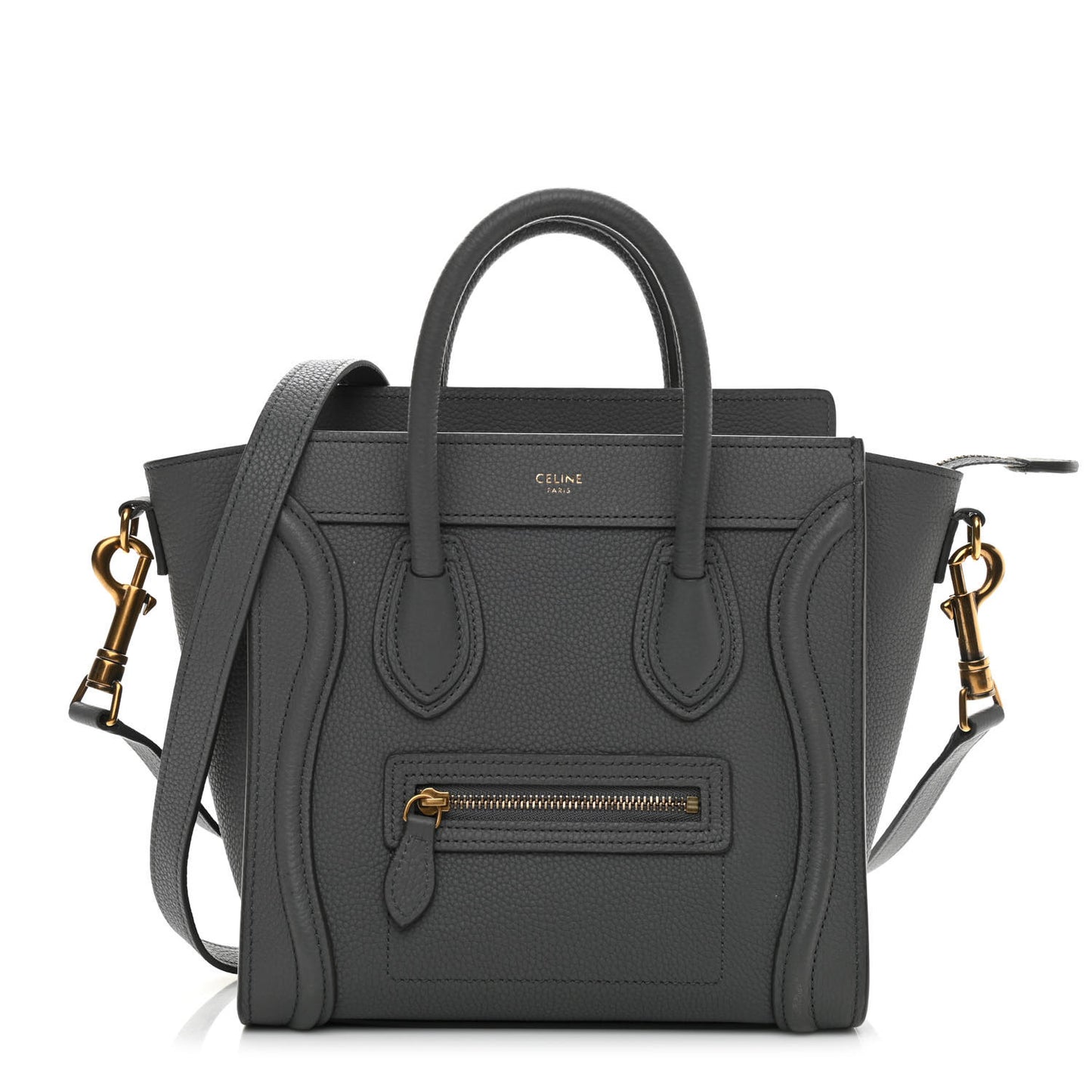 Drummed Calfskin Nano Luggage Kohl