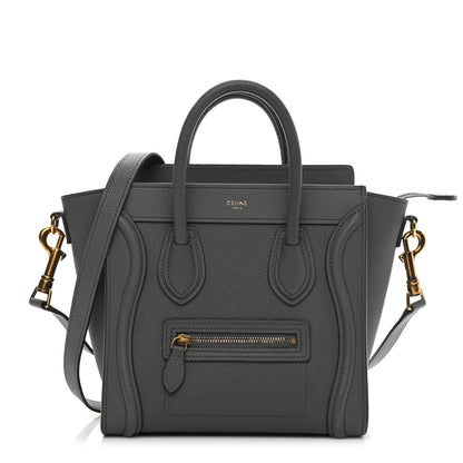 Celine Drummed Calfskin Nano Luggage Kohl 1 of 10
