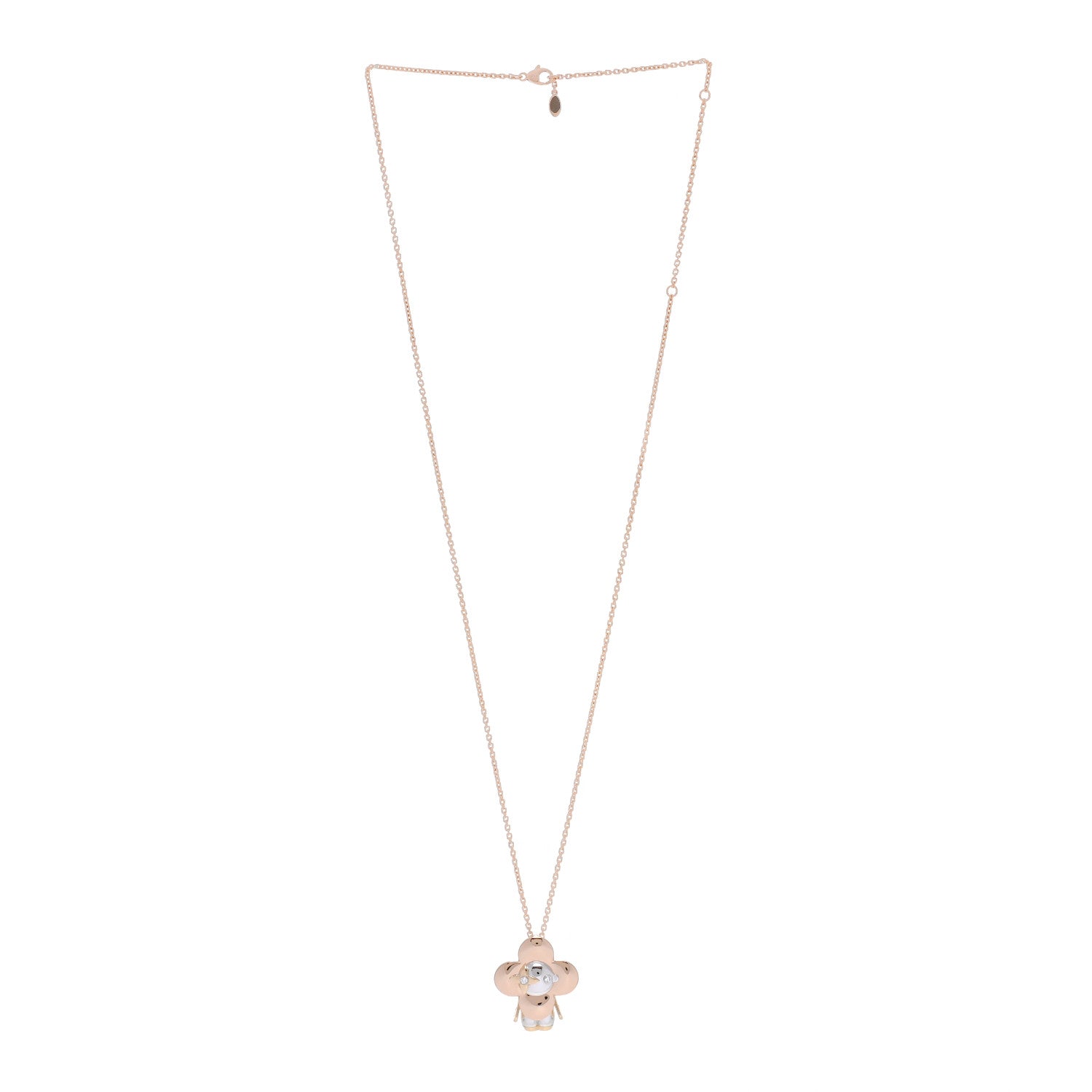 Louis Vuitton 18K White Rose Yellow Gold Diamond Vivienne Pendant Necklace 3 of 7
