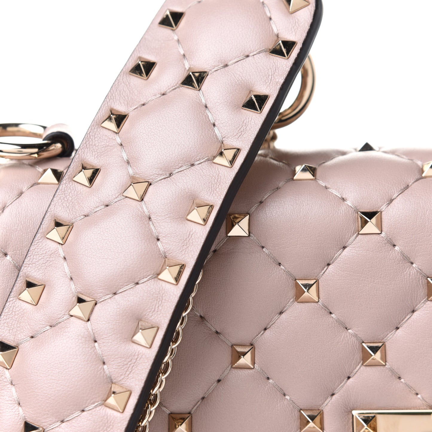 Lambskin Medium Rockstud Spike Shoulder Bag Poudre