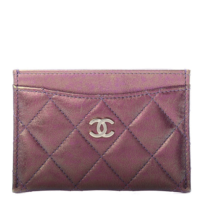 Chanel Iridescent Lambskin Quilted Card Holder Purple 1 of 7