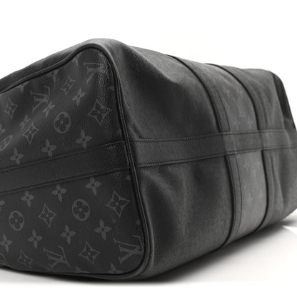 Louis Vuitton Taiga Monogram Eclipse Keepall Bandouliere 50 Black 8 of 9