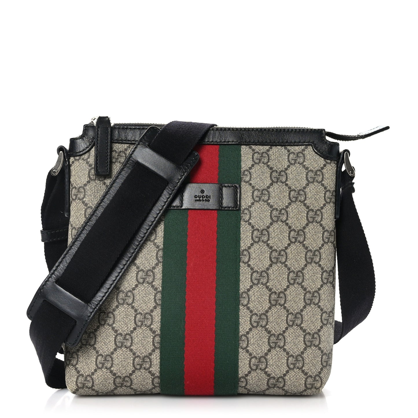GG Supreme Monogram Web Messenger Bag Black