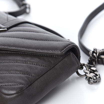 Saint Laurent Sheepskin Matelasse Chevron Monogram College Chain Wallet Coal 13 of 14