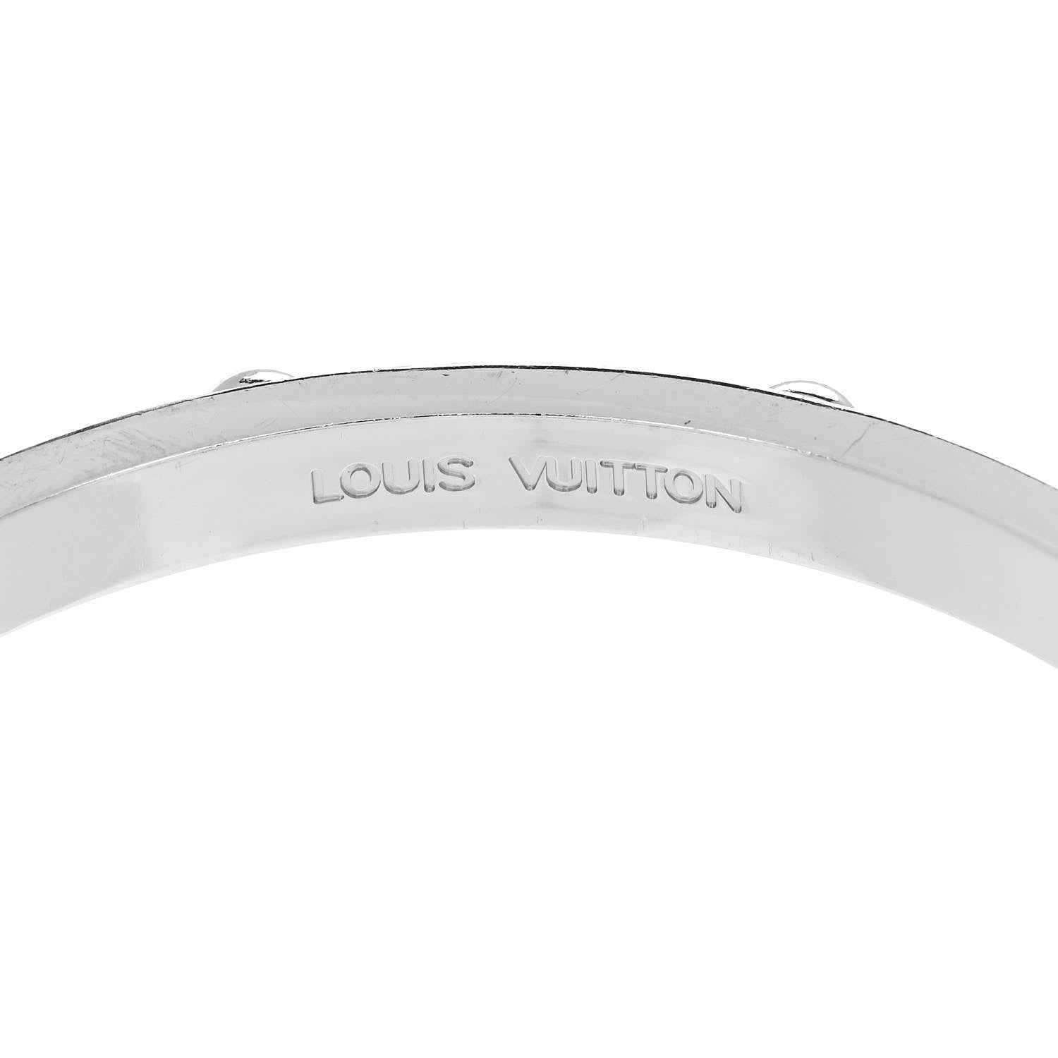 Louis Vuitton 18K White Gold Clous Studded Bangle Bracelet 20 3 of 5