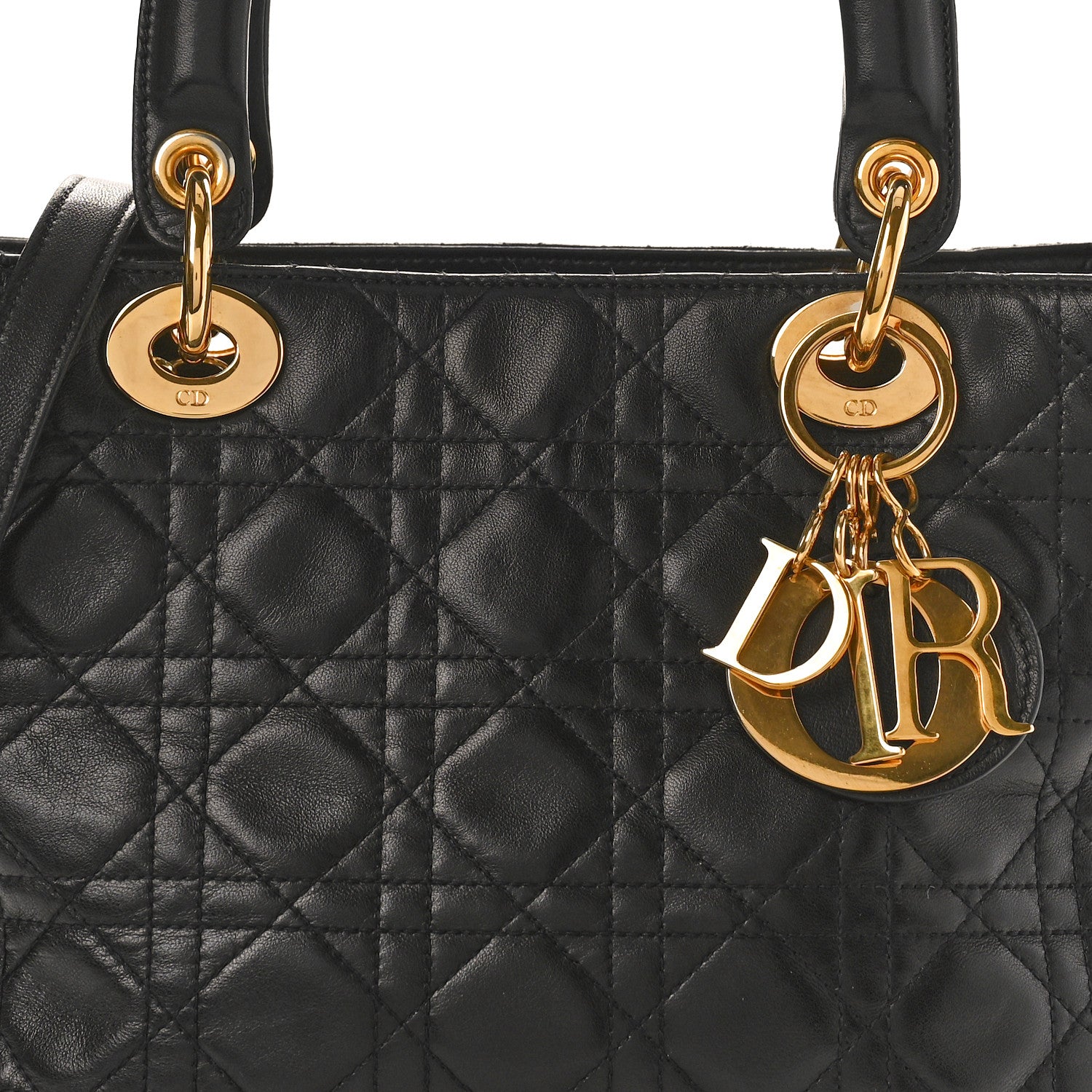 Christian Dior Lambskin Cannage Medium Lady Dior Black 8 of 13