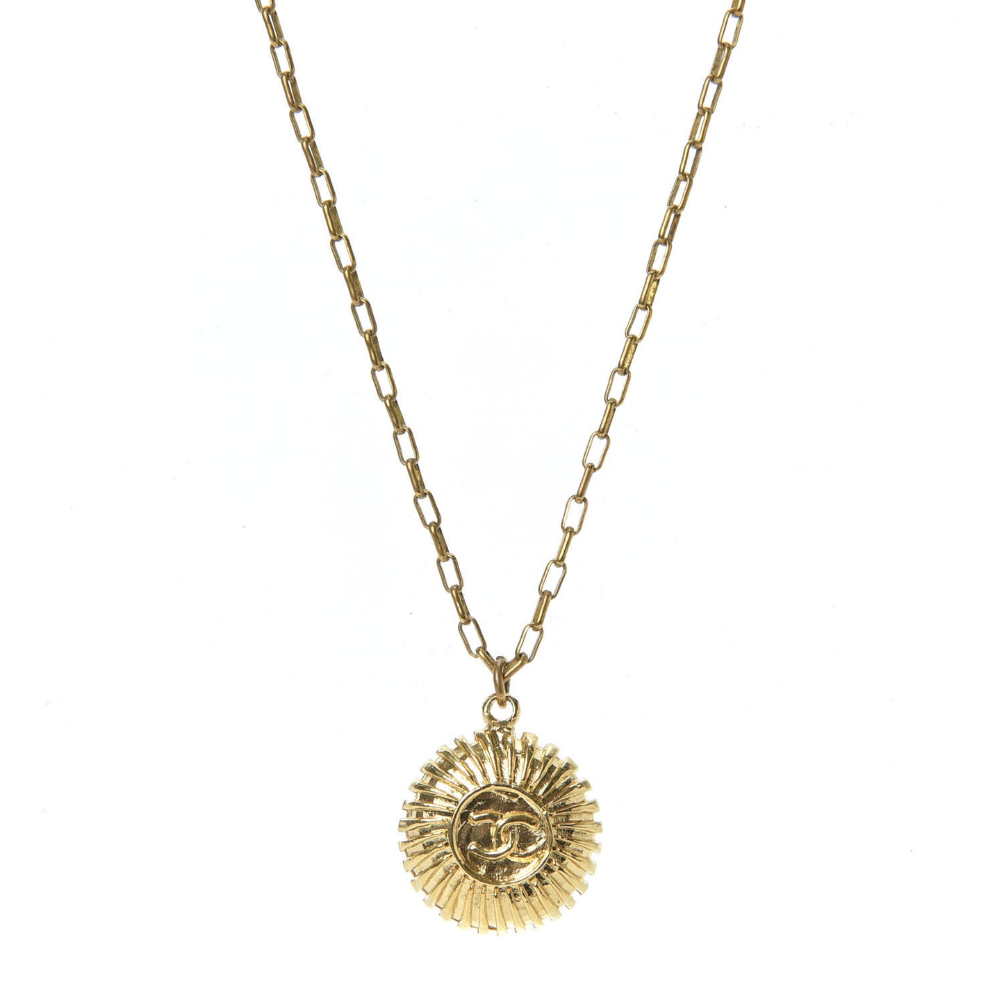 CC Sunburst Chain Pendant Necklace Gold