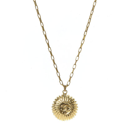Chanel CC Sunburst Chain Pendant Necklace Gold 1 of 5