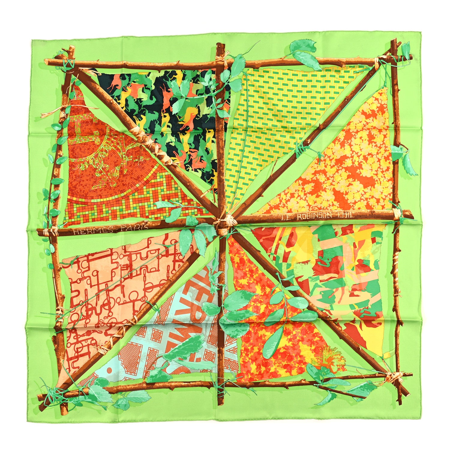 Hermes Silk Le Robinson Chic Scarf 90 1 of 4