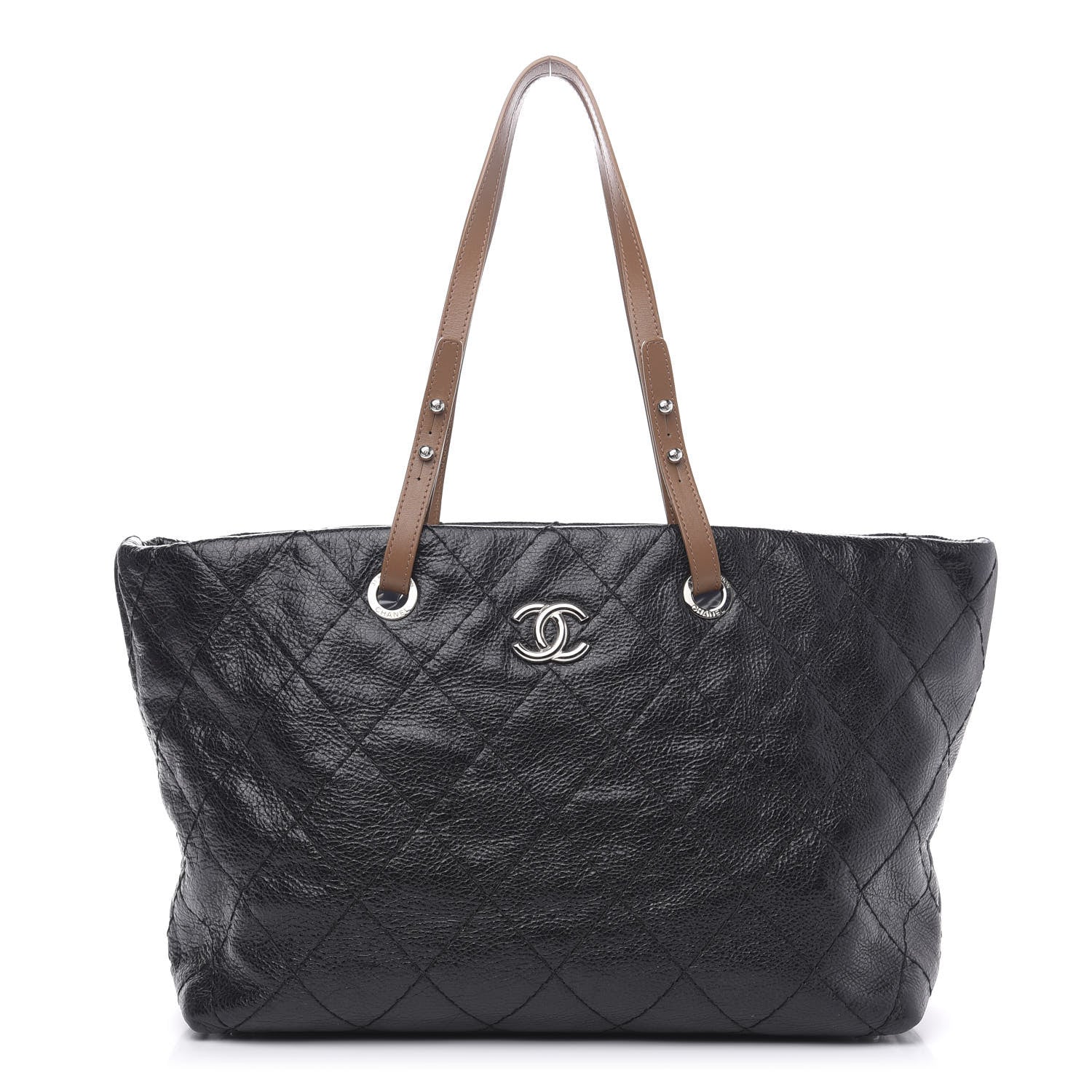 Chanel Glazed Calfskin Large On The Road Tote Black 1 of 12