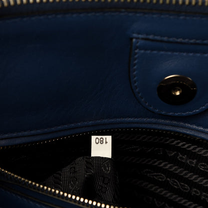 Prada Glace Calfskin Twin Pocket Tote Bluette 10 of 11