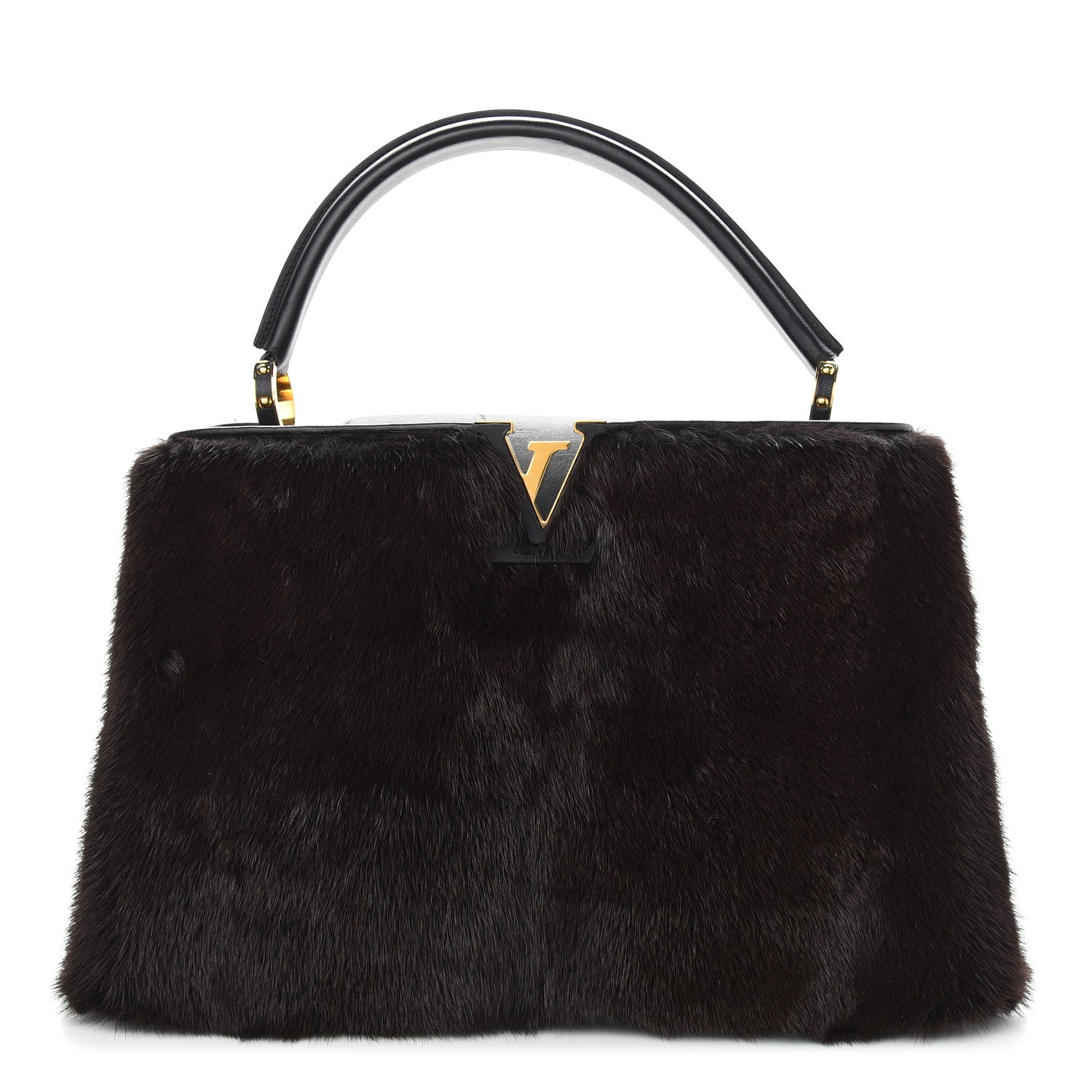 Louis Vuitton Mink Fur Capucines MM Dark Brown 1 of 9