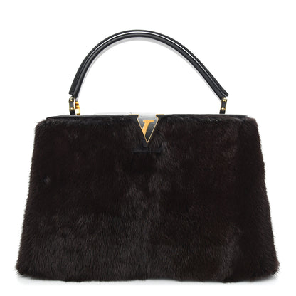 Louis Vuitton Mink Fur Capucines MM Dark Brown 1 of 9