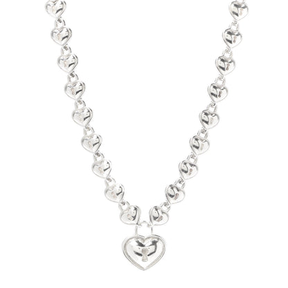Tiffany Sterling Silver Padlock Heart Link Necklace 1 of 6