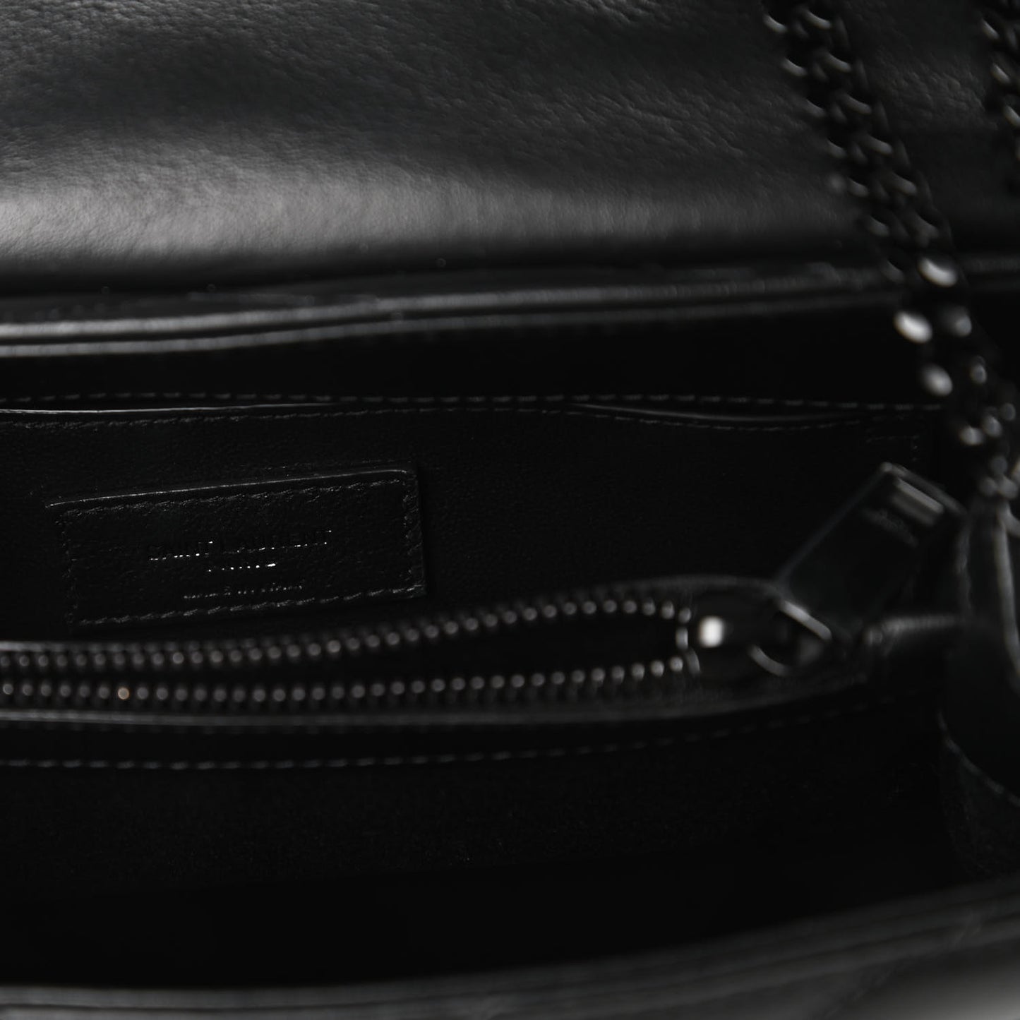 Calfskin Y Quilted Monogram Small Loulou Chain Satchel Black