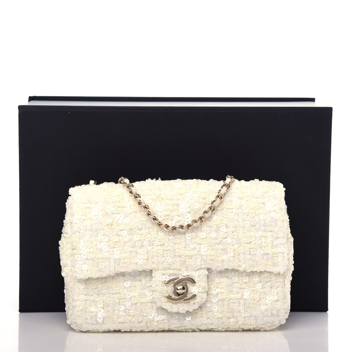 Chanel Sequin Mini Rectangular Flap White 11 of 11
