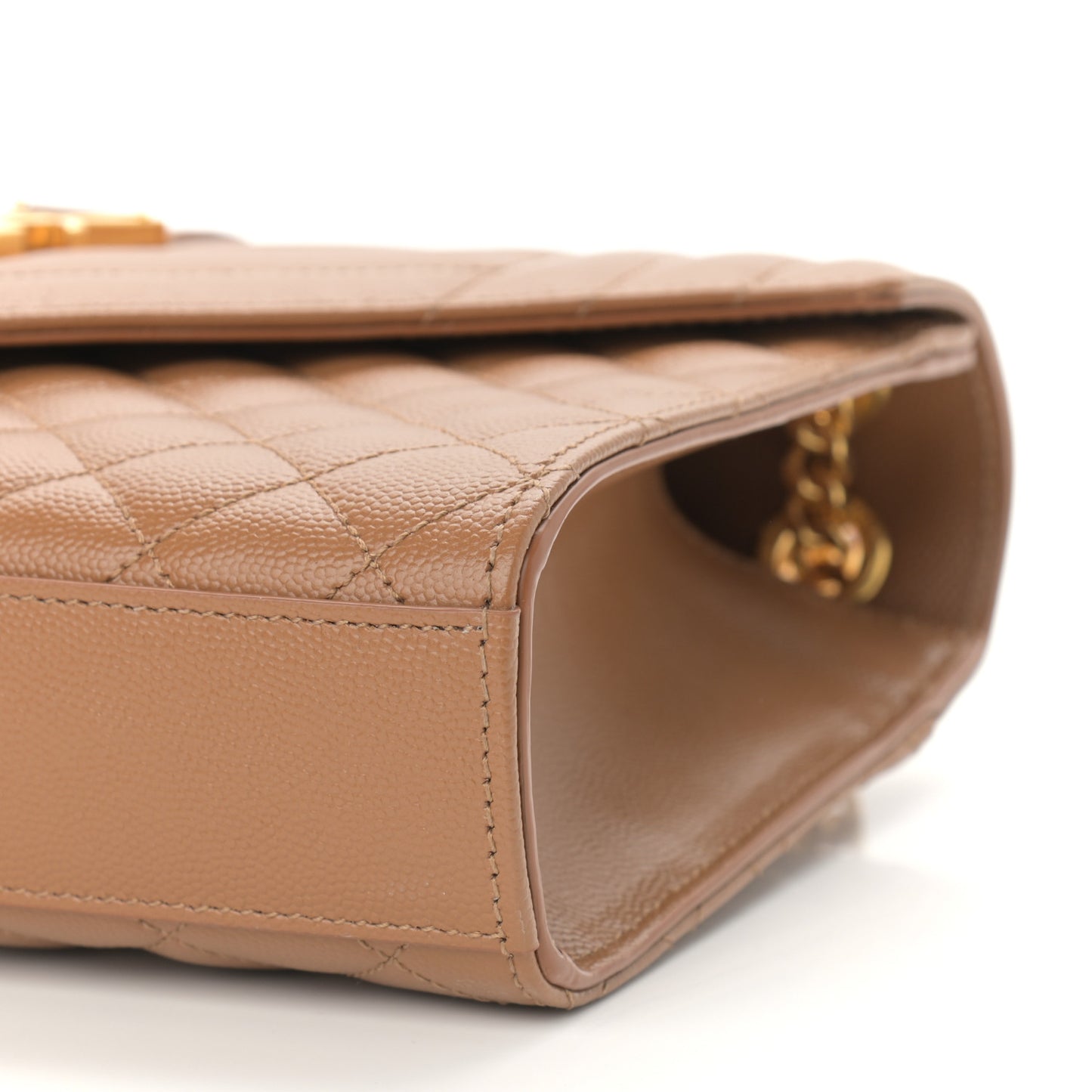 Grain De Poudre Textured Mixed Matelasse Triquilt Medium Monogram Satchel Tan