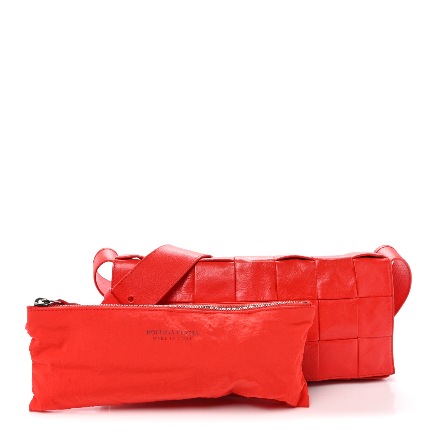 Bottega Veneta Paper Calfskin Intrecciato Stretch Cassette Bright Red 3 of 10