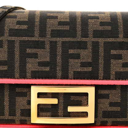 Fendi Fabric Jacquard FF 1974 Roma Armor Mini Baguette Tobacco Moro Fuxia Fluo 7 of 9