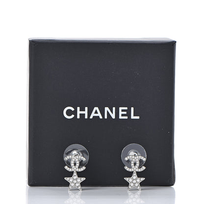 Chanel Crystal CC Star Earrings Silver 6 of 6