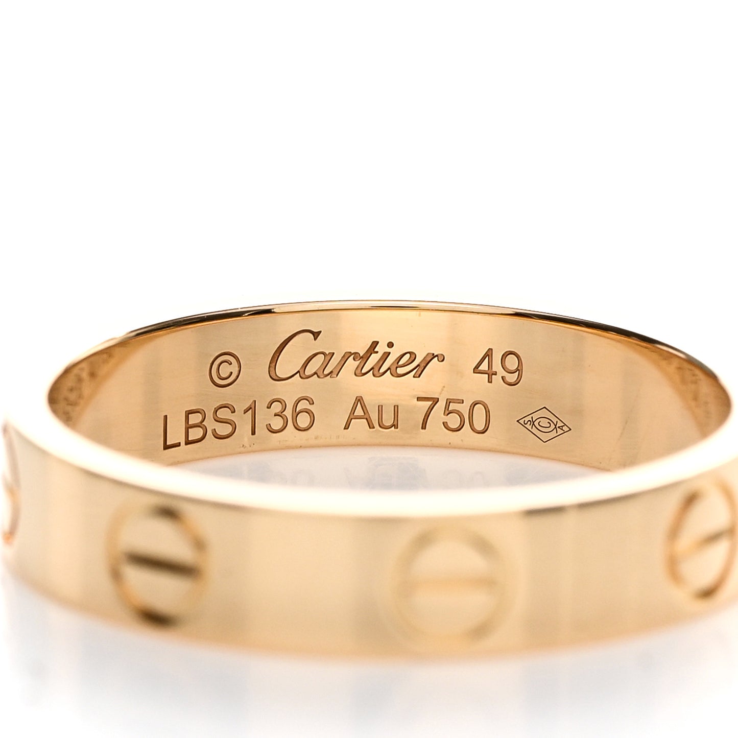 18K Yellow Gold 3.5mm LOVE Wedding Band Ring 49 4.75