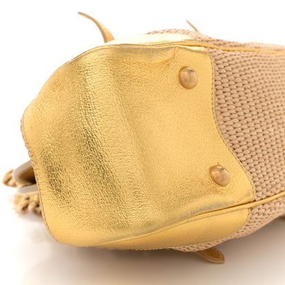 Prada Paglia Cinghiale Frame Tote Naturale Oro 9 of 13