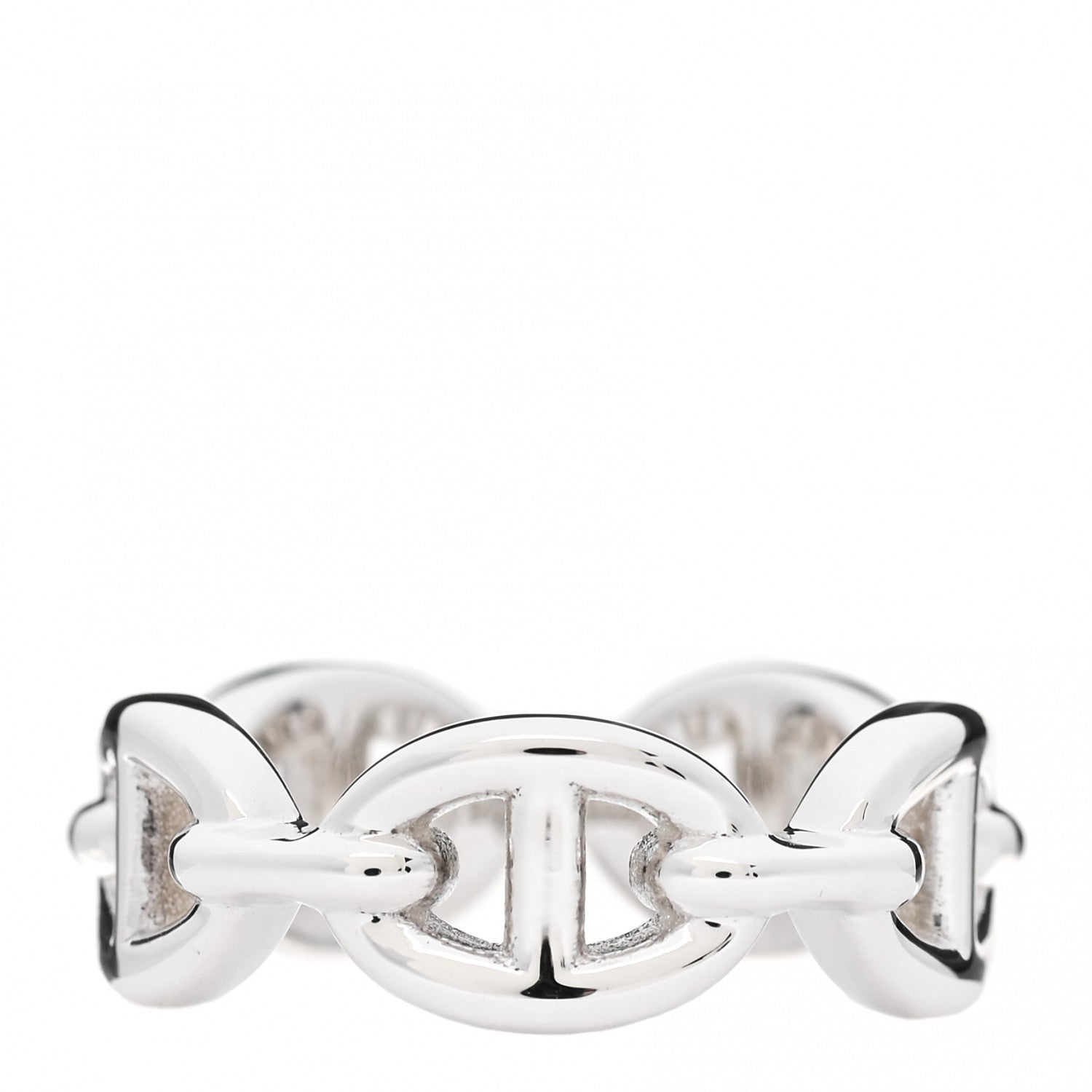 Hermes Sterling Silver PM Chaine d'Ancre Enchainee Band Ring 52 6 3 of 9