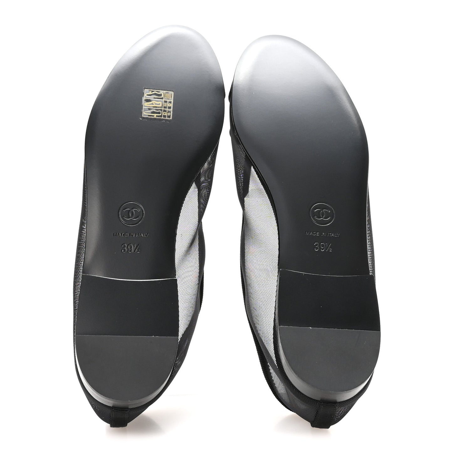 Mesh Grosgrain Cap Toe CC Ballerina Flats 39.5 Black