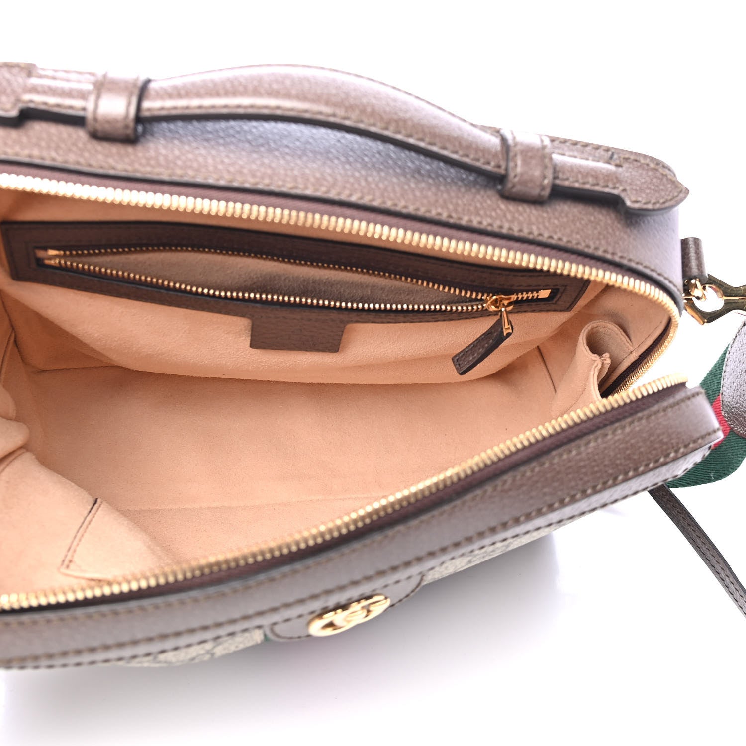 Gucci GG Supreme Monogram Web Small Ophidia Top Handle Shoulder Bag Brown 4 of 4