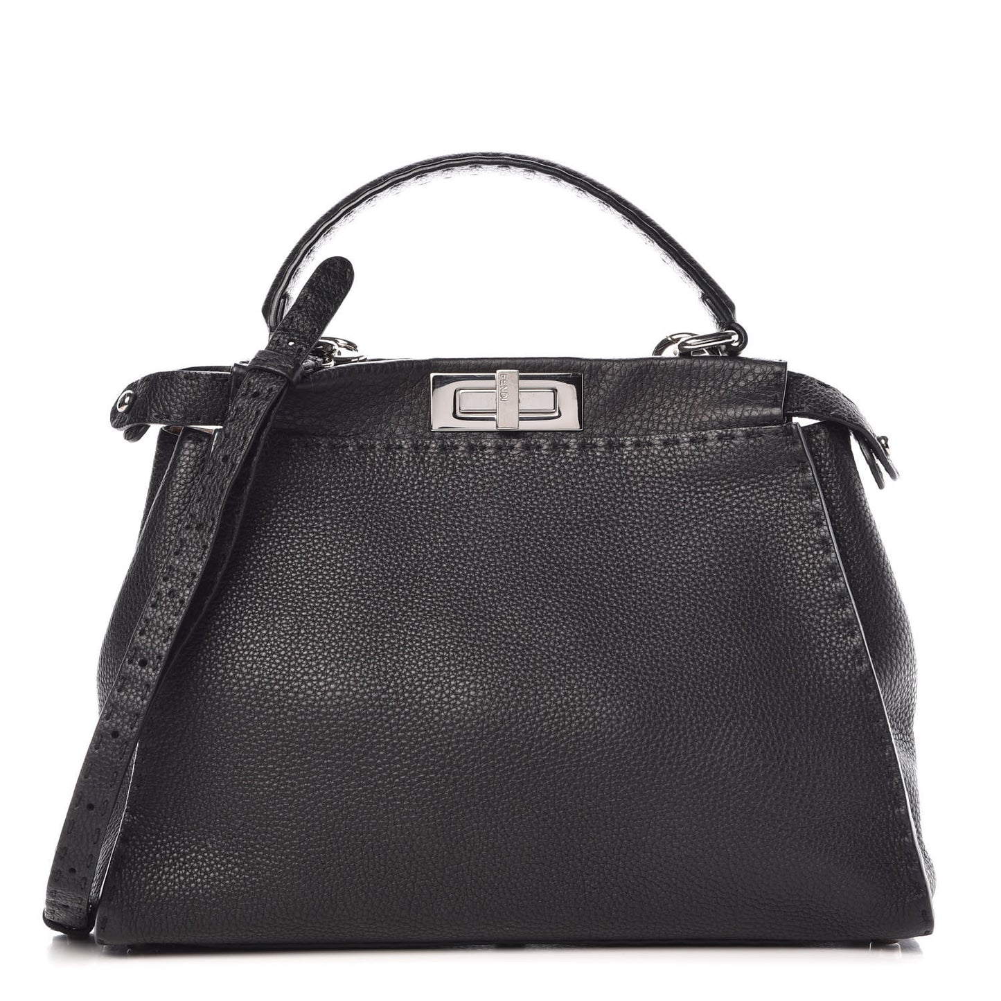 Cuoio Romano Selleria Bi-Color Medium Peekaboo Iconic Satchel Black Mou