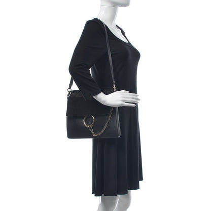 Chloe Suede Calfskin Medium Faye Shoulder Bag Black 2 of 7